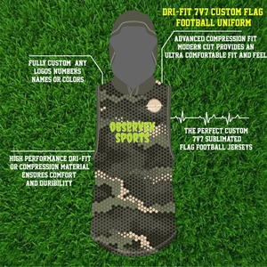 Uniforme de Fútbol Americano Personalizado al por Mayor |   7on7 7v7 Sudadera con Capucha de Compresión Transpirable de Secado Rápido y Absorción de Humedad - Product Image 2