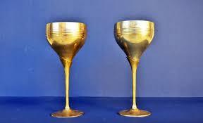 แก้วไวน์ทองเหลืองทำมือ สลักลาย แก้วน้ำโลหะสไตล์วินเทจ ของตกแต่งบาร์สไตล์โบราณ ของขวัญแต่งงาน ภาชนะบนโต๊ะอาหารแบบคลาสสิก - Product Image 2