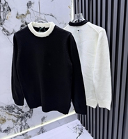 Pull tricoté à col rond pour homme, manches longues, contraste blanc et noir, motif écossais, anti-plis, style décontracté streetwear, vente en gros