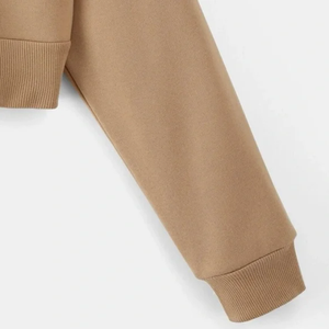 Nouveauté 2023 OEM ODM Sweat à capuche court pour femme en coton 100% respirant à manches longues, tricoté décontracté, avec impression de logo personnalisée pour l'hiver - Product Image 4