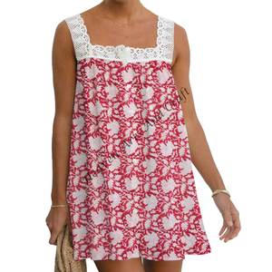 Cotton Women Casual <b>Dresses</b> Summer Bohemian Midi <b>Tunic</b> <b>Dress</b> Hand-Printed Beachwear Sleeveless Design <b>Dress</b> Girl's Everyday - Product Image 6
