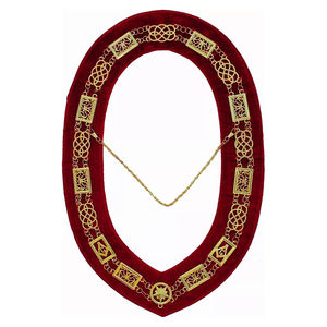 Collar de cadena de Regalia masónica de tamaño adulto de alta calidad, tela personalizada con respaldo rojo de Grand Lodge Mason, artesanías de Metal - Product Image 1