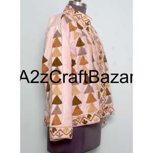 Veste en velours dessinée à la main, 100% coton, tissu tricoté, motif floral brodé, écologique, respirant, pour filles - Product Image 4