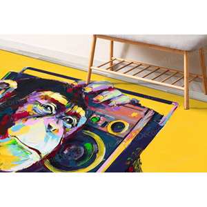 Funny Monkey <b>Rug</b>, Printed <b>Rug</b>, Luxury <b>Rug</b>, Yellow <b>Rug</b>, Bedroom <b>Rug</b>,Luxury Velvet <b>Rug</b> - Product Image 3