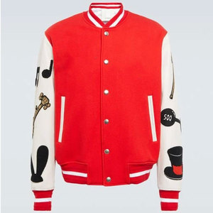 Chaqueta de béisbol acolchada para hombre, chaqueta masculina de talla grande para la universidad, al por mayor, color blanco - Product Image 1