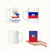 Mug à café en céramique avec logo personnalisé, 12 oz, drapeau de Haïti, tasse à thé pour la maison ou le bureau
