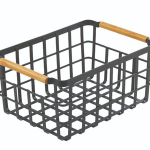 Light Blue Metal Wire Bread Basket With Wooden Handle Portable Retro Kitchen Fruit Vegetable & <b>Egg</b> <b>Storage</b> Decorative Organizer - Product Image 3