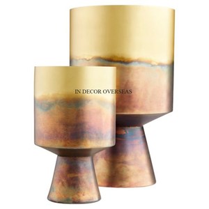 Jardinière en métal résistant enduit de poudre de couleur noire avec support de designer plaqué or d'Inde Taille et logo personnalisés disponibles - Product Image 2