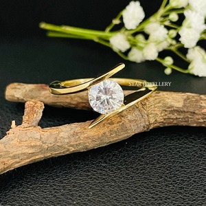 Bague de fiançailles solitaire en or massif 14 carats 1 ct CVD, bague en diamant solitaire de 1 ct de taille ronde en laboratoire - Product Image 3