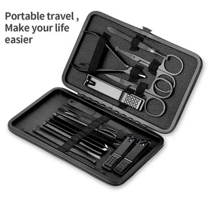 Kit de Manucure Classique Noir Luxe 12 Pièces en Acier Inoxydable, Trousse à Ongles 3-en-1 avec Coupe-Ongles et Étui Portable pour Adulte – Vente Flash - Product Image 6