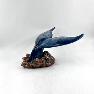 Statue de Queue de Baleine en Polyrésine, Sculpture de Tortues Marines et Trois Dauphins, Décoration Nautique d'Animaux Marins pour Table, Ornements - Product Image 4