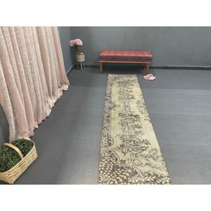 Turkish Vintage Runner Rug 2.2x9.3 ft, <b>Brown</b> <b>Wool</b> Rug - Product Image 5