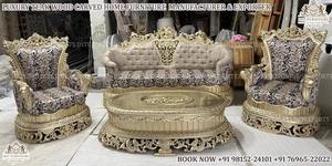 โซฟาหนังเชสเตอร์ฟิลด์ที่ทันสมัยชุดสําหรับบ้านสีน้ําตาลยุโรปห้องนั่งเล่นเฟอร์นิเจอร์ยุโรป7ที่นั่งโซฟาชุดไม้สัก - Product Image 5