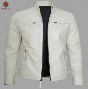 Blouson d'hiver décontracté pour homme en cuir synthétique fait main, style vintage motard avec col montant et fermeture éclair - Product Image 3