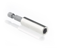 Jeu d'embouts magnétiques d'extension 1/4" DR. x 75 mm, manche long, tige hexagonale en acier, support de pointe de tournevis en titane Super Life, couleur argent