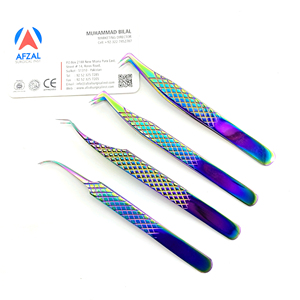 Juego de pinzas para pestañas de acero inoxidable con logotipo personalizado de alta calidad, Punta puntiaguda, extensiones de pestañas con etiqueta privada a granel, caja completa - Product Image 2