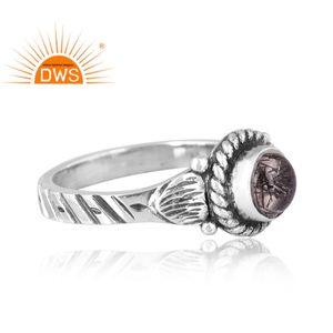 แหวนอัญมณีสังเคราะห์สีดำธรรมชาติสีเงินสเตอร์ลิงออกซิไดซ์ - Product Image 3