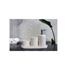 Brosse à dents en marbre décorations de salle de bains 2 pièces personnalisé effet marbre ensemble d'accessoires de salle de bains de luxe pour salle de bains hôtel - Product Image 4