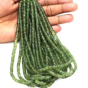 Cuentas Heishi de Apatita Oliva: Gemas Facetadas AAA para Joyería y Artesanía - Product Image 1