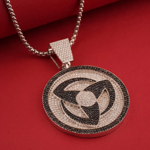 Circular <b>Eye</b> Symbol Pendant With Moissanite Diamond Iced Out In Middle <b>Crafted</b> In 925 Silver Hip Hop Elegant Statement Pendant - Product Image 5