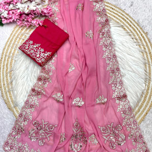 Boutique India elegante Chocolate seda diseñador étnico Sari tradicional exclusivo aspecto rico ropa de fiesta nupcial Sari para mujer - Product Image 1