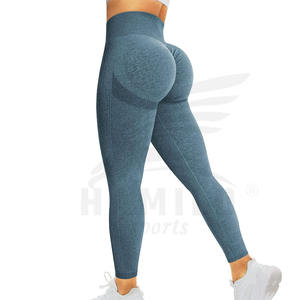Mallas de Yoga para mujer personalizadas de alta calidad 2024, pantalones ajustados de patrón sólido con cierre de cintura elástica - Product Image 2