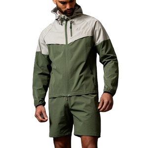 Ensemble veste coupe-vent et pantalon pour homme avec logo personnalisé, imperméable, streetwear, tenue de sport, OEM en gros - Product Image 1