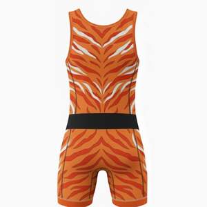 ชุดมวยปล้ำผ้าสเตรชระบายอากาศสำหรับผู้ชาย แบบไม่มีสายรัด ติดกระดุมแบบสแนป ผลิตในปากีสถาน สีและโลโก้ตามสั่ง - Product Image 3