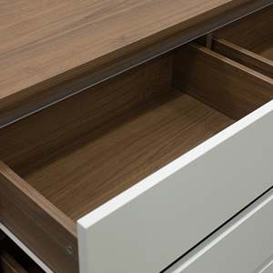 Polia Modern <b>6</b>-<b>Drawer</b> Dresser Chest Stainless Steel MDF Extension Table Solid Wood Metal for Bedroom Living Room Home Furniture - Product Image 5