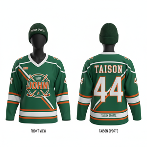 Jersey de Hockey sobre Hielo para Mujer, Tejido Interlock de Poliéster GSM, Estilo Panel Azul, Blanco y Naranja, Transpirable, Sublimación, Logotipo del Equipo, Nombre Personalizado - Product Image 5