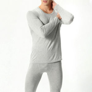 2025 High Quality Light Grey Color <b>Thermal</b> Men's Long Johns Suit Customize <b>Fleece</b> lined Fabric Slim Fit Breathable Long John Set - Product Image 3