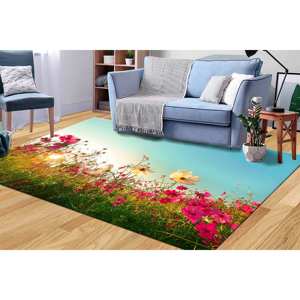 Alfombra Floral Meadow: Alfombra con Acentos de Flores Primaverales, Alfombra Estampada, Alfombra de Chenilla - Product Image 1
