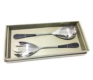 สไตล์อเมริกันชุดสลัด Terrazzo Handle สแตนเลสสตีลเครื่องมือเสิร์ฟช้อนสลัดส้อมเครื่องมือครัวภาชนะช้อนส้อมอาหารเย็นช้อนส้อม - Product Image 3