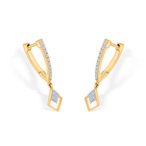 Yellow <b>Gold</b> Drop <b>Earrings</b> for Women <b>Emerald</b> and Pearl Heart-Shaped Cute Wedding Party Jewelry - Product Image 4