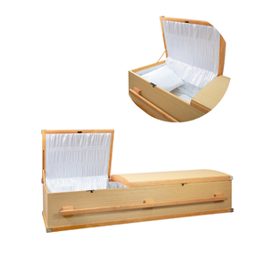 Livraison rapide DSP LTD Cercueil en bois personnalisé avec couvercle en arc pliable et poignée pour adultes fabriqué au Vietnam - Product Image 1