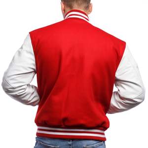 Chaquetas Varsity Bordadas en Chenilla Personalizadas de Alta Calidad en Rojo y Blanco, Chaqueta de Béisbol Extra Grande Personalizada para Hombre - Product Image 2