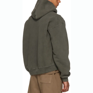 Sweat-shirt à capuche lourd de 400 g/m² sans cordon de serrage, fabriqué en usine, lavé à l'acide, en tissu éponge français, surdimensionné, sweat-shirt vierge - Product Image 4