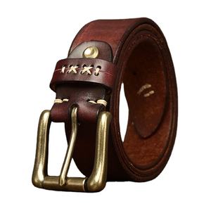 Cinturón Casual de Cuero Genuino de Primera Capa para Hombre, Estilo Vintage, Transpirable e Impermeable, con Hebilla de Cobre - Product Image 3