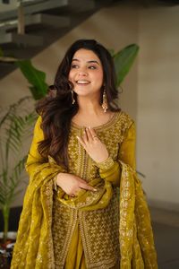 <b>Presenting</b> New Heavy Look Designer Sharara Suit For Womens Party Wear And Festive Wear With Heavy Chinon Fabric By Export - Product Image 5