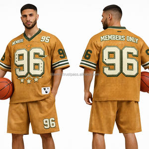 เสื้อฟุตบอลอเมริกันพรีเมียมขายส่ง โลโก้สั่งทำ ผ้าโพลีเอสเตอร์แท้ สีน้ำเงินกรมท่า สีส้ม ตาข่ายระบายอากาศดี แขนสั้น คุณภาพสูง - Product Image 5