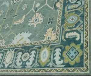 Alfombras Modernas de Lana/Seda Turca Oushak Verdes, Anudadas a Mano, Antideslizantes, Personalizables, de 4x6 a 10x14 pies, con Patrón Abstracto para Salón - Product Image 4