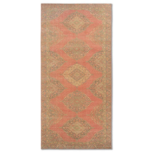 Vintage Hand Knotted Wool Rug <b>Red</b> Orange Medallion Abstract Rectangle for Home Entryway 9x12 Rectangle for Teens-Pae-6414(Fr) - Product Image 1