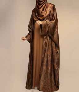 Belle abaya en satin de soie modeste style abaya en satin de soie avec hijab en mousseline assorti tenue décontracté vêtements islamiques pour femmes - Product Image 1