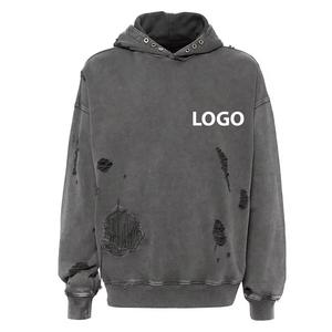 2025 Custom 500gsm Heavy <b>Weight</b> Acid Washed Customized Color 100% Cotton Men's Regular Fit <b>Stand</b> Collar Fleece Quick Dry Hoodie - Product Image 6