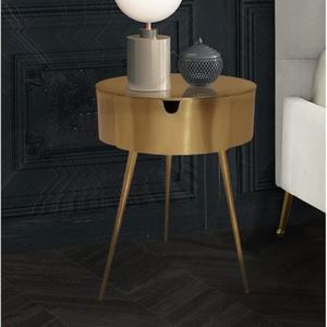 Aluminium and <b>Iron</b> Side <b>Table</b> Single Piece With Raw Gold Finishing for Living Room and Bedroom - Product Image 3
