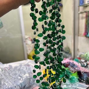 Piedras preciosas sueltas de Monalisa, cuentas en forma de lágrima en fibra óptica verde con piedras preciosas de corte ovalado natural - Product Image 4