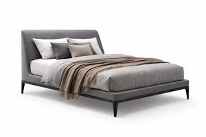 Karpathos Modern Upholstered <b>Platform</b> <b>Bed</b> | Italian Minimalist Luxury <b>Wooden</b>-Fabric <b>Bed</b> | Hotel & Residential Bedroom Furniture - Product Image 5