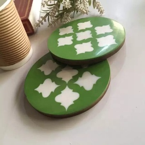 High Quality Homeware <b>Green</b> White Resin Solid MDF Cup Mats Pads At Low Price High Standard Tableware Dinnerware Drink <b>Coaster</b> - Product Image 6