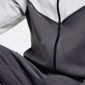 Ensemble de survêtement unisexe décontracté gris foncé deux pièces avec sweat à capuche zippé et pantalon de jogging 100% coton molletonné respirant athlétique - Product Image 4