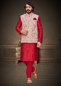 Kurta Pyjama pour hommes Vêtements pour hommes Tenues de fête Kurta Ensemble avec Koti - Product Image 2